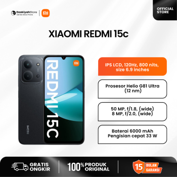 Xiaomi Redmi 15C Smartphone IPS LCD 120Hz 6.9 Inch Mediatek Helio G81 Ultra 12nm Garansi Resmi 1 Tahun [Dzakiyah Store]