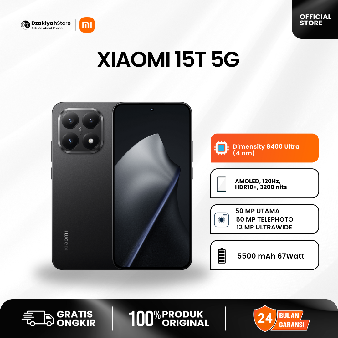 Xiaomi 15T 5G Dimensity 8400 Ultra 4nm AMOLED 120Hz 50MP Utama 50MP Telephoto 5500mAh 67Watt Smartphone Original