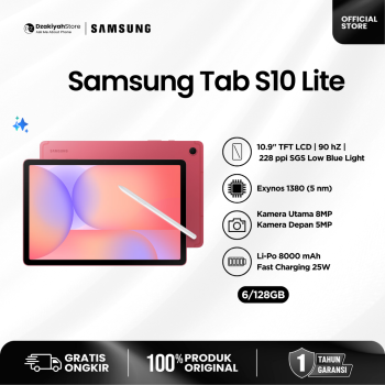 Samsung Galaxy Tab S10 Lite 10.9" TFT LCD 90 Hz 228 ppi SGS Low Blue Light Exynos 1380 6/128GB Garansi 1 Tahun Biru Layar Prosesor Bluetooth Wifi
